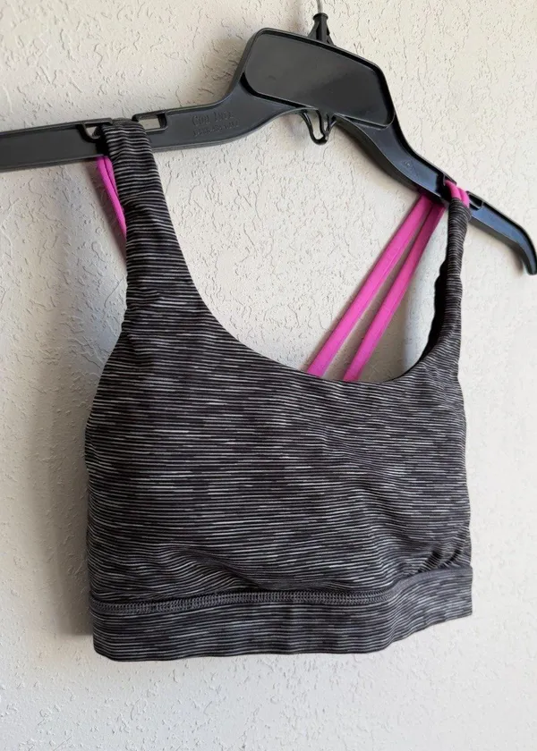 Lululemon Energy Bra Wild Black White Stripe Medium Support Sports Bra Womens 4 - Image 2