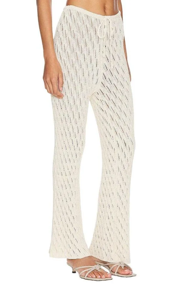 SNDYS Claire Pants in Natural XX-Small New Womens Cream Crochet Coverup - Image 3