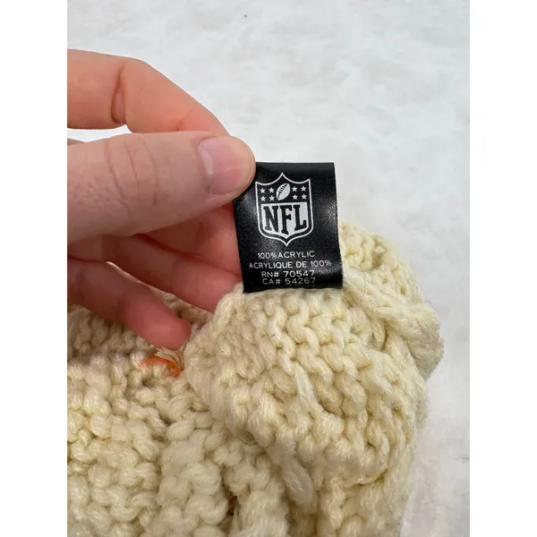 47 Brand Denver Broncos Women's Cable Knit Pom Beanie Hat Cream Orange NFL - Image 6