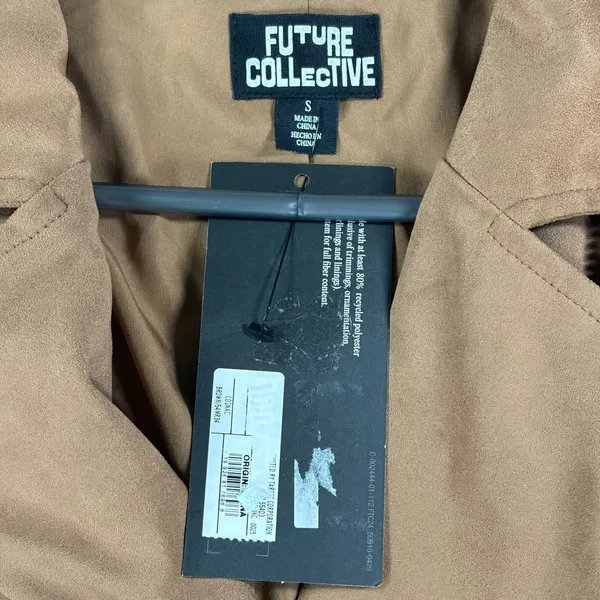 Future Collective Reese Blutstein Brown Faux Suede Moto Jacket Small NEW - Image 10