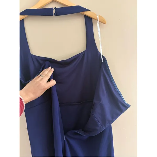 Lulus Prominent Charm Navy Halter Bodycon Tulip Midi Dress Size XL Cocktail - Image 9