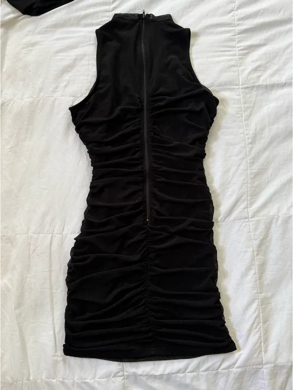 Lulus Black Mock Neck Bodycon Dress - Image 3