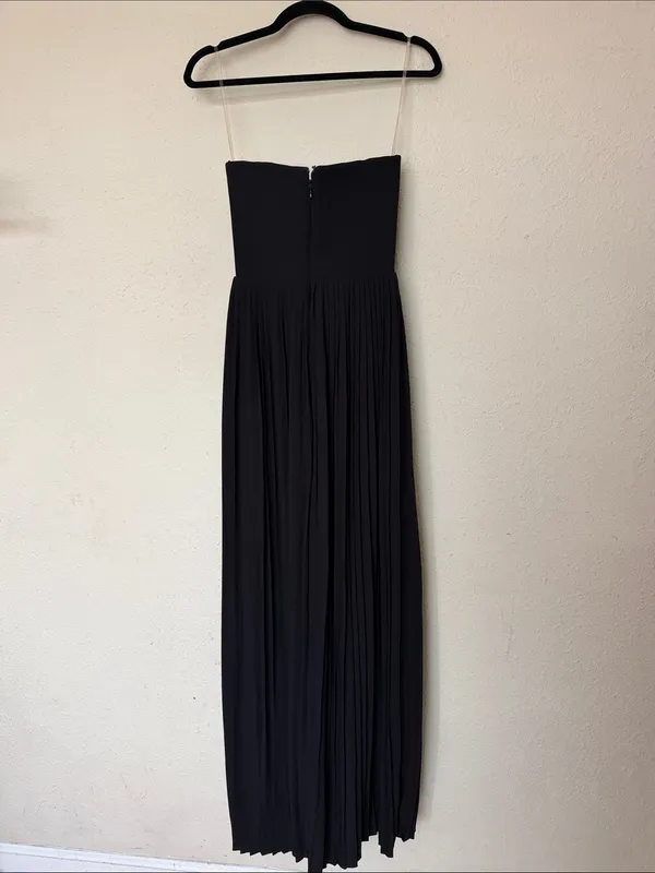 House of CB Marcella Black Georgette Pleated Maxi Dress size XS A-C - Image 3
