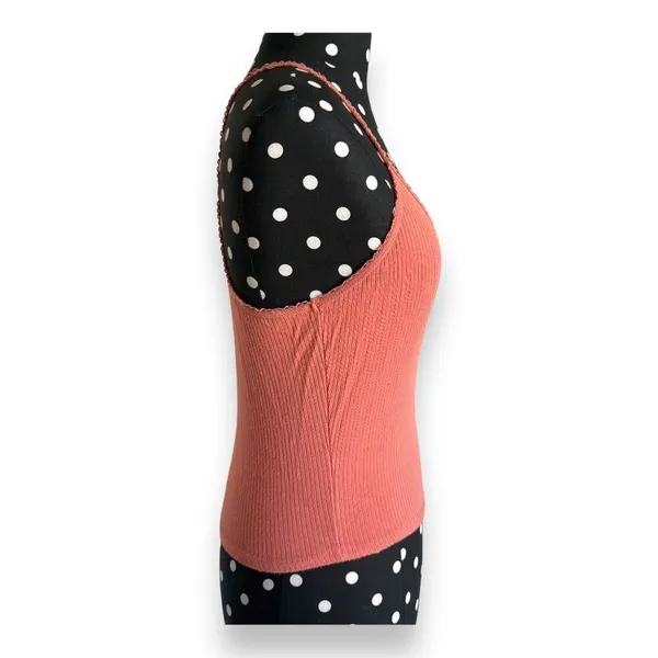 5/$35 Destined Womens Tank Tops 2 Sz S M Peach Light Yellow Ribbed Knit Cropped - Image 4