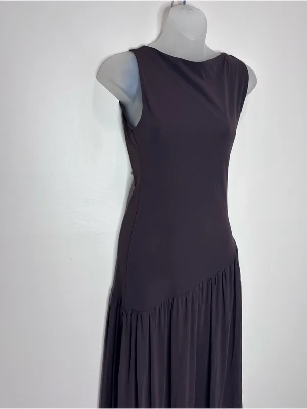 Zara asymmetrical Drop Waist Sleeveless Maxi Long Brown Dress NWT MEDIUM blogger - Image 4