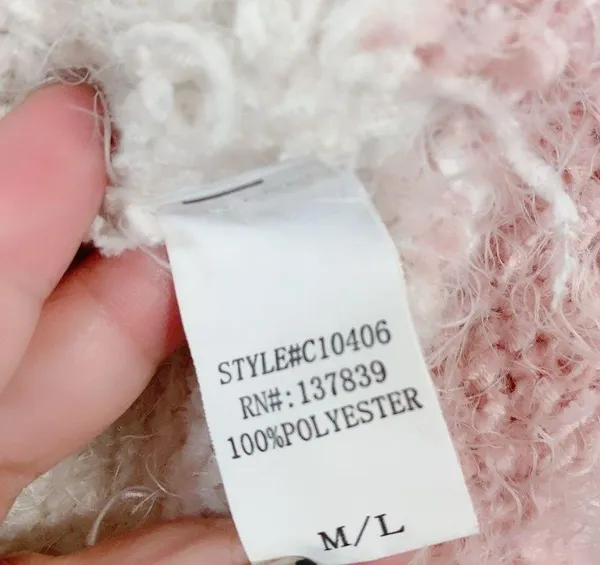 Altar'd State High Neck Stripe Pink White Sweater M/L loose Fit Winter Fall Knit Fringe - Image 7