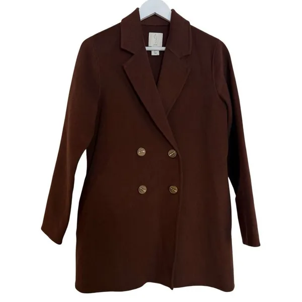 Joie brown wool double breasted peacoat size small - Image 9