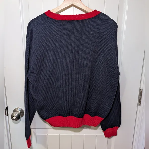 Vintage Liz Claiborne LizGolf Cotton Knit Embroidered Sweater Women's Small Blue - Image 2