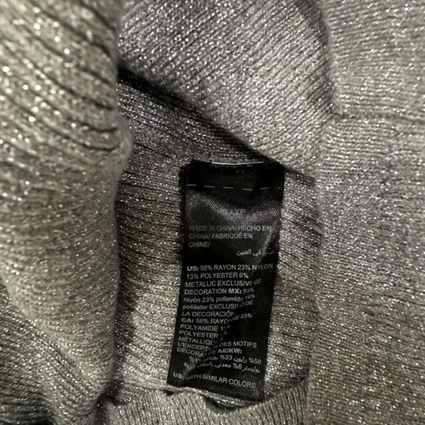 White House | Black Market Bow Back Silver Metallic Sweater Size XS - Image 4