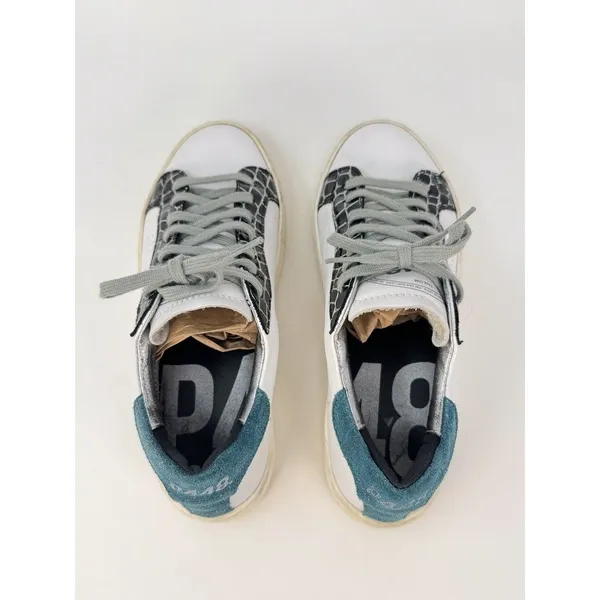 P488 Thea Shabby Womens Shoes White Leather Embossed Low Top Sneaker 37 US 7 - Image 8