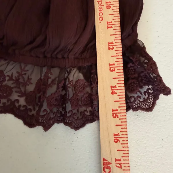 Earthbound Top M Wine Lace Tiered Ruffle Bell Sleeve Off Shoulder Fairycore - Image 5