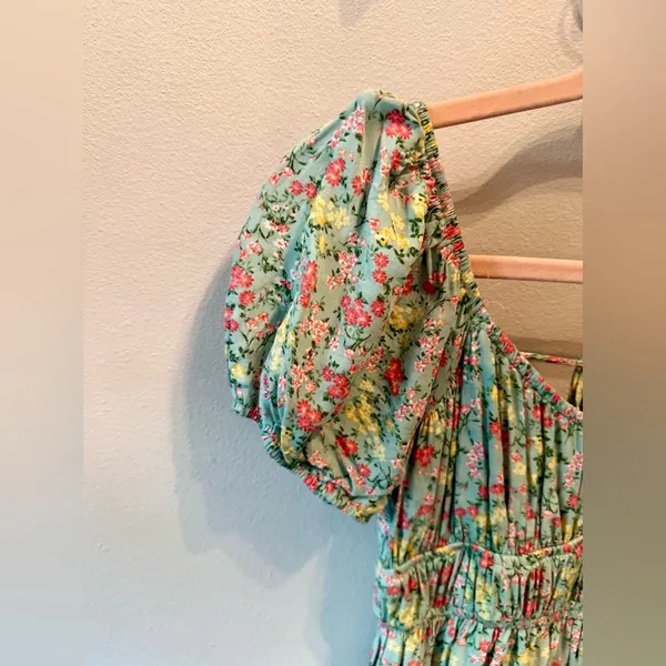 Altar’d State Green Floral Cutout Romper Lined XS NWOT - Image 5