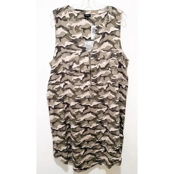 Torrid Sleeveless Zip-Front Shirt Dress - Stretch‎ Challis Camo NWT - Image 5