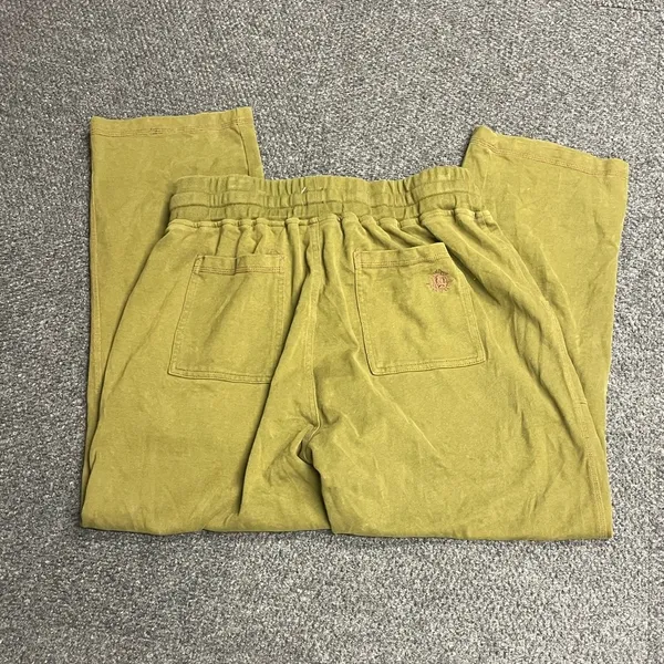 The Territory Ahead Olive Green Cotton Lounge Pants LX 29 Drawstring Wide Leg - Image 4