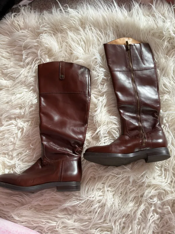 Enzo Angiolini Brown Leather Knee High Riding Boots Size 6M - Image 2