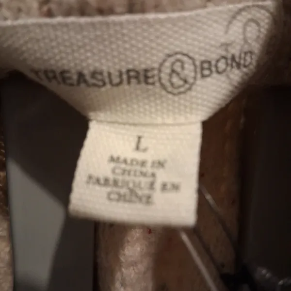 NEW Treasure & Bond Two-Tone Sweater Beige w/ Specks & Navy Size L Cotton Blend - Image 3
