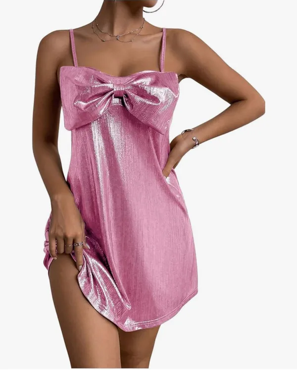 Cute pink bow dress summer dress - Image 4
