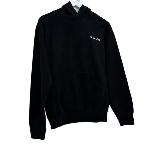 Talentless Black Hoodie Sweatshirt Unisex Minimal Logo Pullover Size Small - Image 2