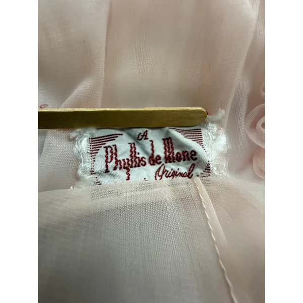 Vintage Phyllis de Mone Sheer Ruffle Blouse Peach Pink Victorian Style S/M - Image 4