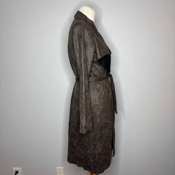 Windsor - Brown Chic Impression Faux Suede Belted Trench Coat - Image 6