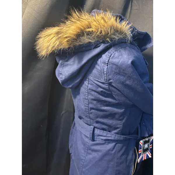 Charlotte Russe Miss London Navy Blue Faux Fur Hood Toggle Parka Jacket Sm NEW - Image 7