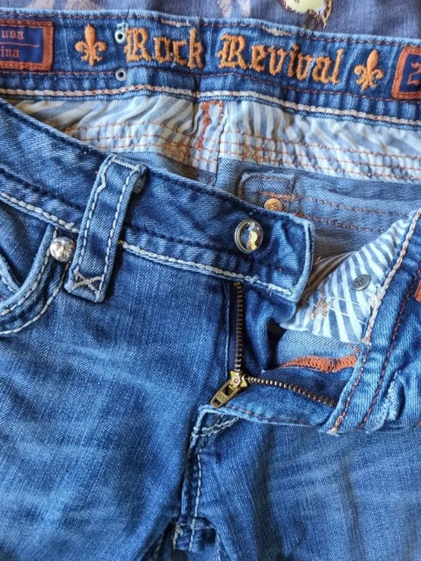 Rock Revival Jasmine Skinny Blue Jeans Womens Sz 26 (26x31) Stretch Rhinestone - Image 11