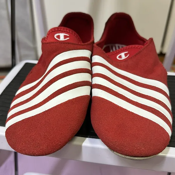 Champion Red and White Breeze Striped Suede Leather Shoes Womens 5.5 - Image 9