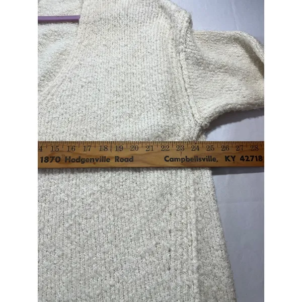 Free People Alpaca Blend Oversized‎ VNeck Chunky Knit Sweater Women S Cream Boho - Image 5