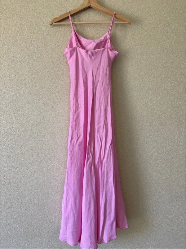 Zara Slip Maxi Dress Featuring Adjustable Straps, Side Leg Slit - Image 4