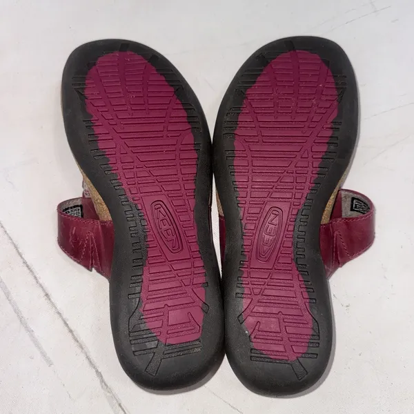 KEEN Dauntless Posted Burgundy Leather Slip On Thong Flip Flop Sandals Women 8.5 - Image 9