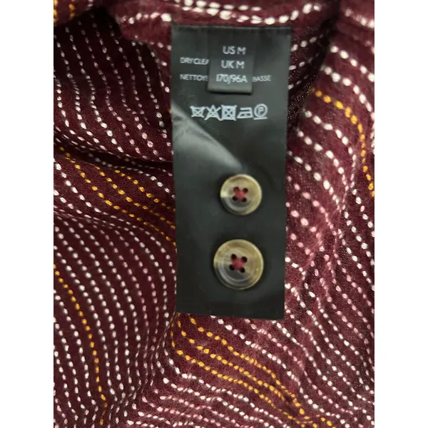 Anthropologie Burgundy Striped Button Back Long Sleeve‎ Shirt Womens Medium - Image 5