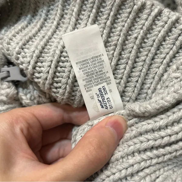 Aerie Double Zip Knit Foldover Grey Cardigan Sweater Size Medium Rugby Cozy - Image 7
