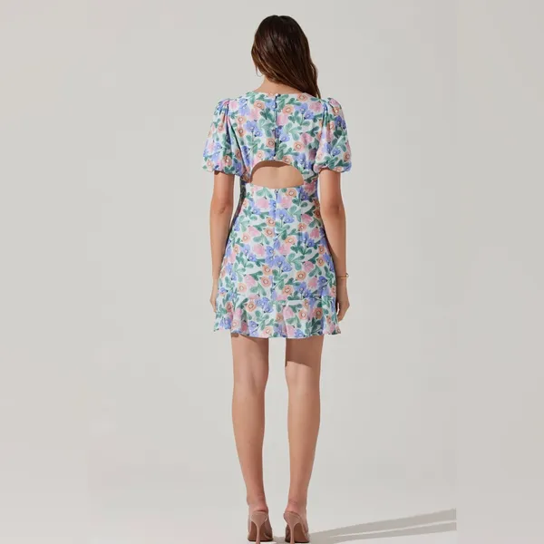 NWT Astr The Label Floral Puff Sleeve Cutout Dress L - Image 15