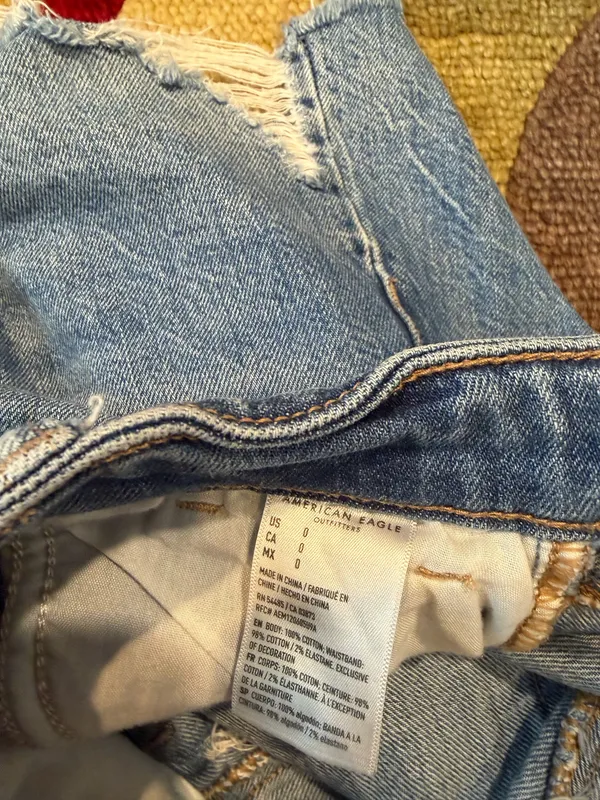 American Eagle Outfitters Highest Rise Mom Shorts Denim Jean Shorts Distressed 0 - Image 5
