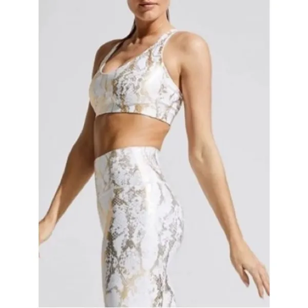 Astoria Activewear White Gold Snake Print Sports Bra Small - Image 4