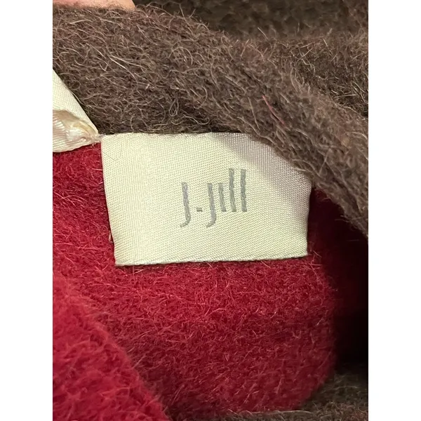 J.Jill Reversible Wool Alpaca Blend Jacket Cottagecore Equestrian Heritage Large Brown - Image 8