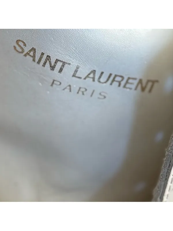 Saint Laurent White Leather High-Top Sneakers with Cream Sole - Image 7