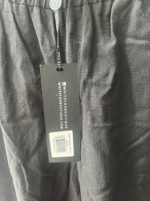 White Fox Black Linen Pants - Image 3