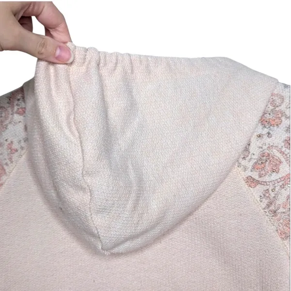 American Rag Cie Womens Pink‎ Floral Embroidered Beaded Knit Hoodie Sweatshirt S - Image 14