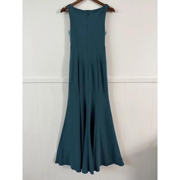 Azazie A2 Teal Mermaid Bridesmaid Dress Floor Length Slit Mesh Formal Gown - Image 4