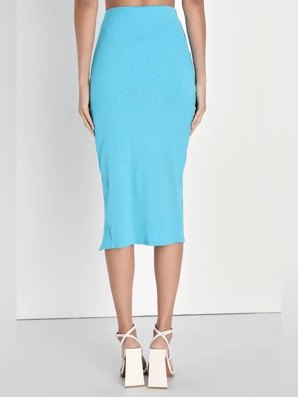 NWT‎ Lulu's Phenomenal Style Ribbed One Shoulder Two Piece Midi Dress in Blue XL - Image 4