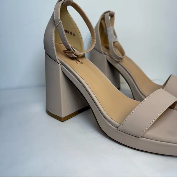 IDIFU Nude Pink Chunky Block Heel Sandals 8.5 Open Toe Ankle Strap Wedding Prom - Image 11