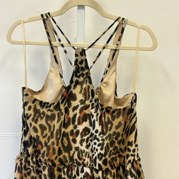 Arden B Leopard Print High Low Dress Medium Strappy‎ Racerback Chiffon Brown - Image 5