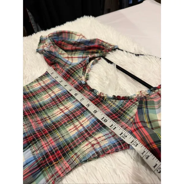 Hill House Home The Louisa Nap Dress in Ivory Red Tartan Small - Image 4