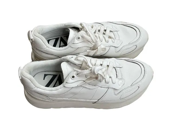 Zara Leather Athletic Sneakers Size 38 US Size 7.5 - Image 9