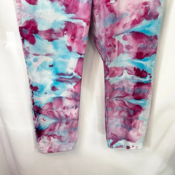 American Eagle Size 16 Jeans Handmade Tie Dye Mom Jeans‎ Pink Blue High Rise 974 - Image 4