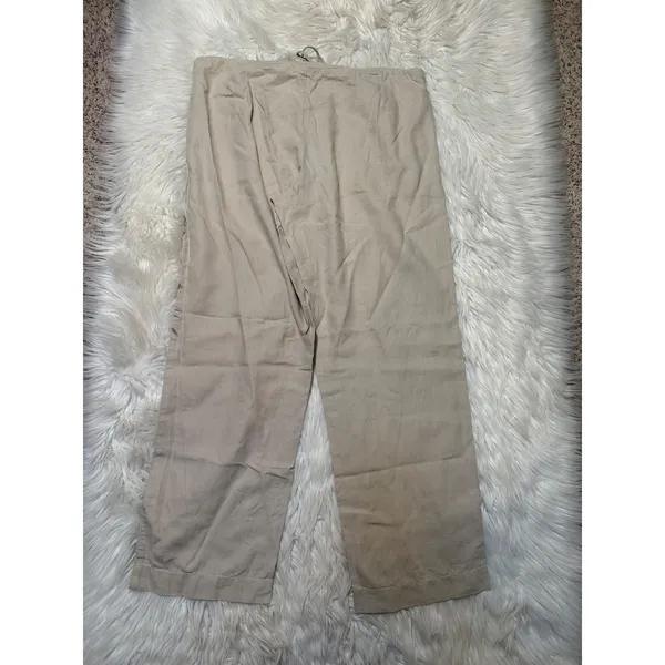 Gap Women's Size 12 Wide Leg Pants Beige Tie Waist Pockets High Rise 100% Linen - Image 7