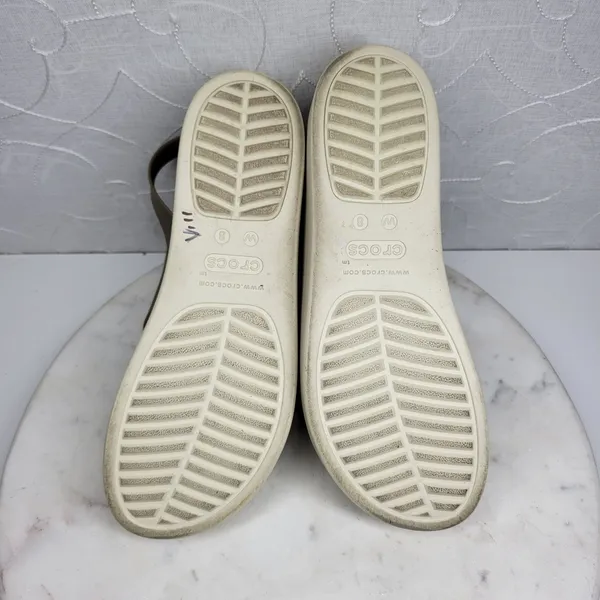 Crocs Brooklyn Low Wedge Sandals Size 8 Mushroom LiteRide Slingback Two Strap - Image 13