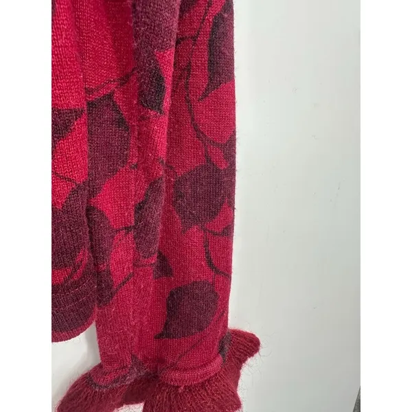 Tess‎ Dress Floral Wrap Sweater Y2K Size XL Silk Wool Blend Ruffle Red Romantic - Image 5