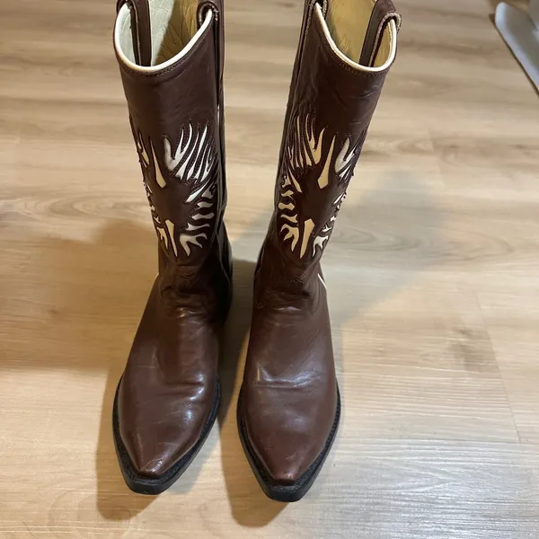 Bye Mexicana Boots Brown 8.5 Women Sun Inlay Western Cowboy Leather Boots 39 - Image 9
